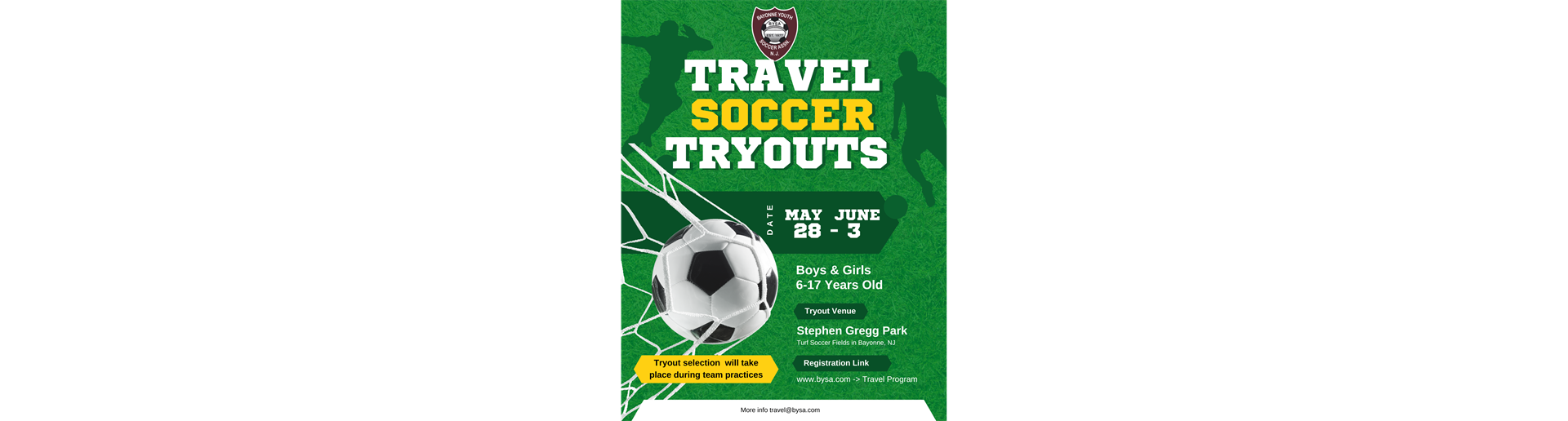 BYSA Travel Tryouts for 2024 - 2025 Season